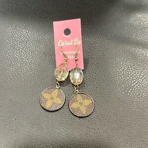 Earrings made  with upcycled Louis Vuitton Monogram